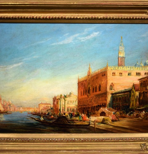 XIXe siècle - Venise, Bassin de Saint-Marc et Palais Ducal - Ecole française du XIXe